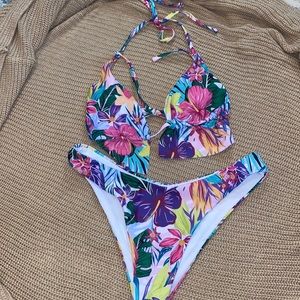 SHEIN floral ruffle top bikini